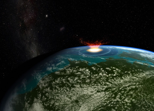 Einschlag eines riesigen Asteroiden auf einen Protoplaneten (Vor-Erde).